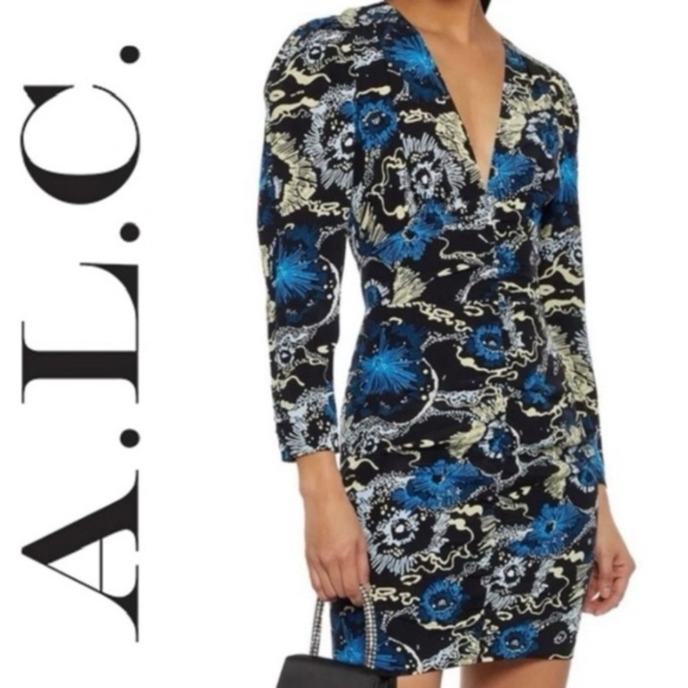 A.L.C. Roxy Silk Minidress Long Sleeves Size 0 NWT $550